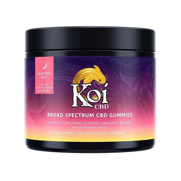 KOI CBD - CBD GUMMIES - NIGHTTIME REST, BROAD SPECTRUM - CHERRY LIMEADE - 60CT - 600MG CBD